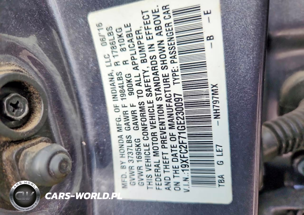 2016 Honda Civic Ex VIN:19XFC2F71GE230097 - 12