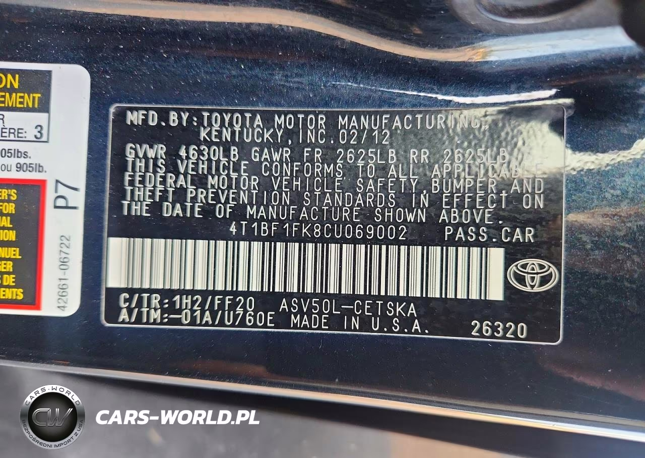 2012 Toyota Camry Se VIN:4T1BF1FK8CU069002 - 13