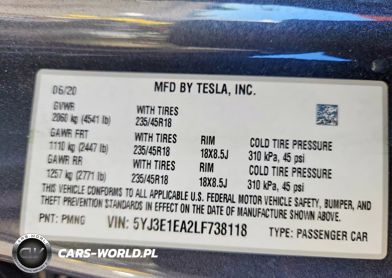 2020 Tesla Model 3 VIN:5YJ3E1EA2LF738118 - 12