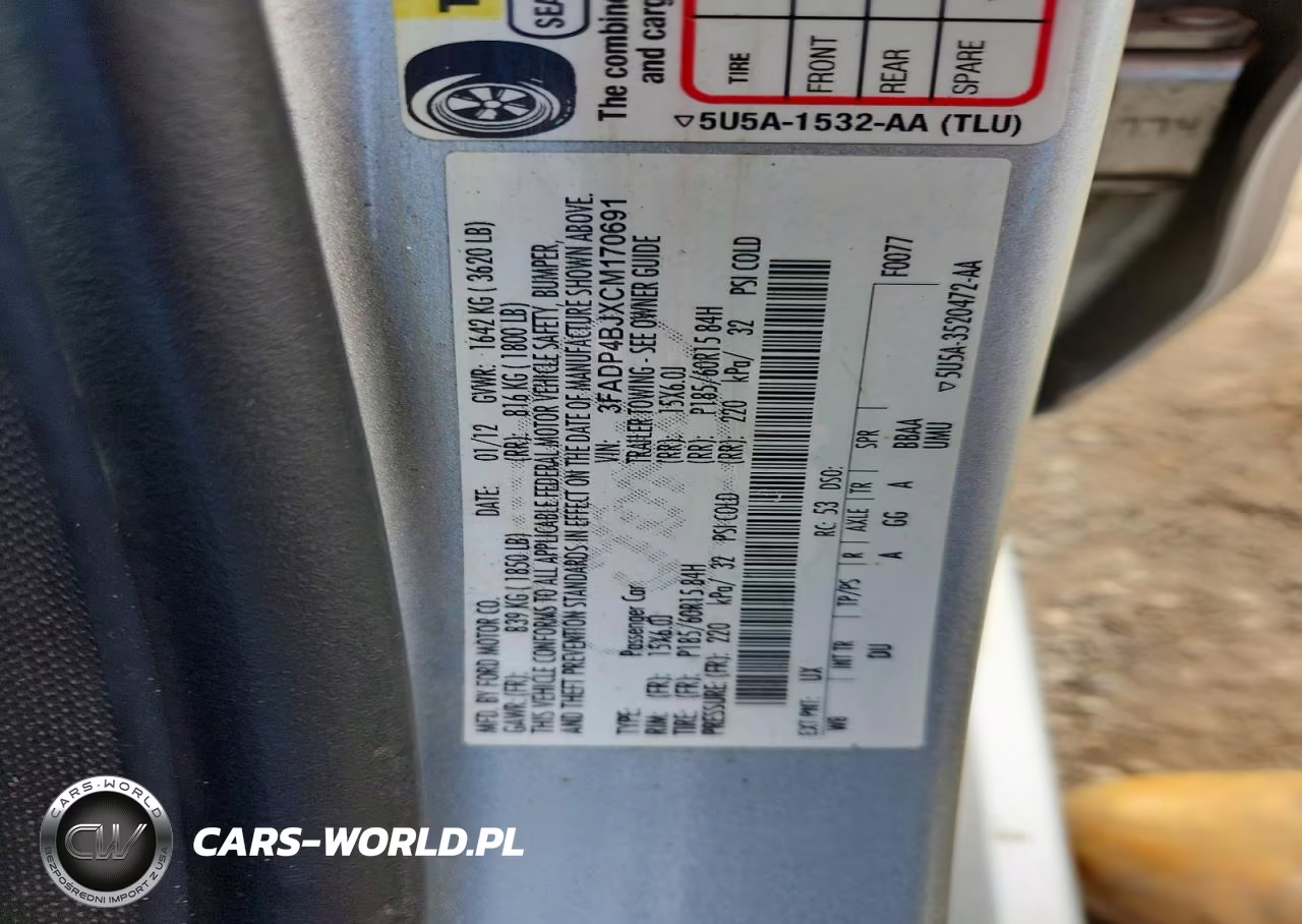2012 Ford Fiesta Se VIN:3FADP4BJXCM170691 - 12