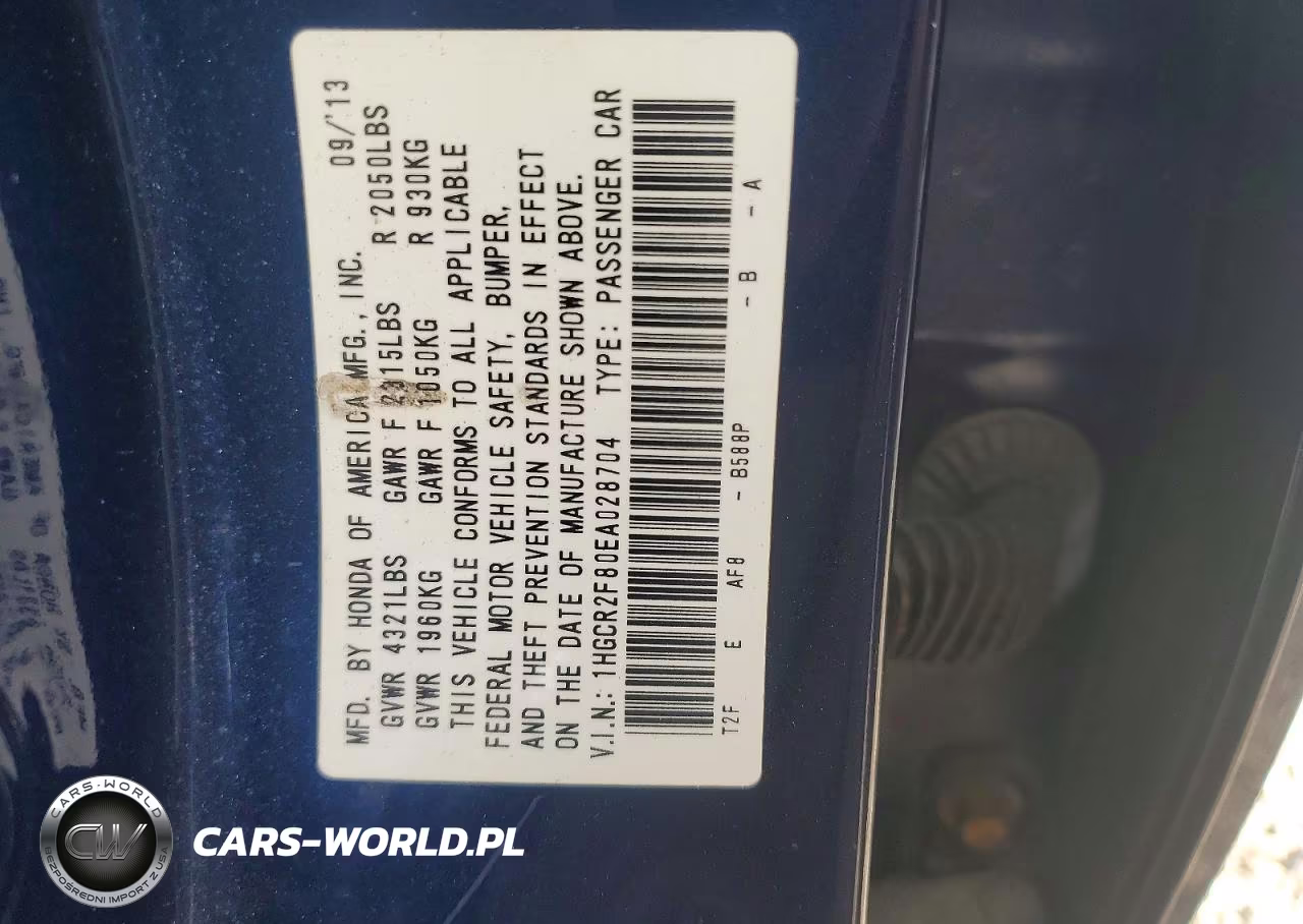 2014 Honda Accord Exl VIN:1HGCR2F80EA028704 - 12