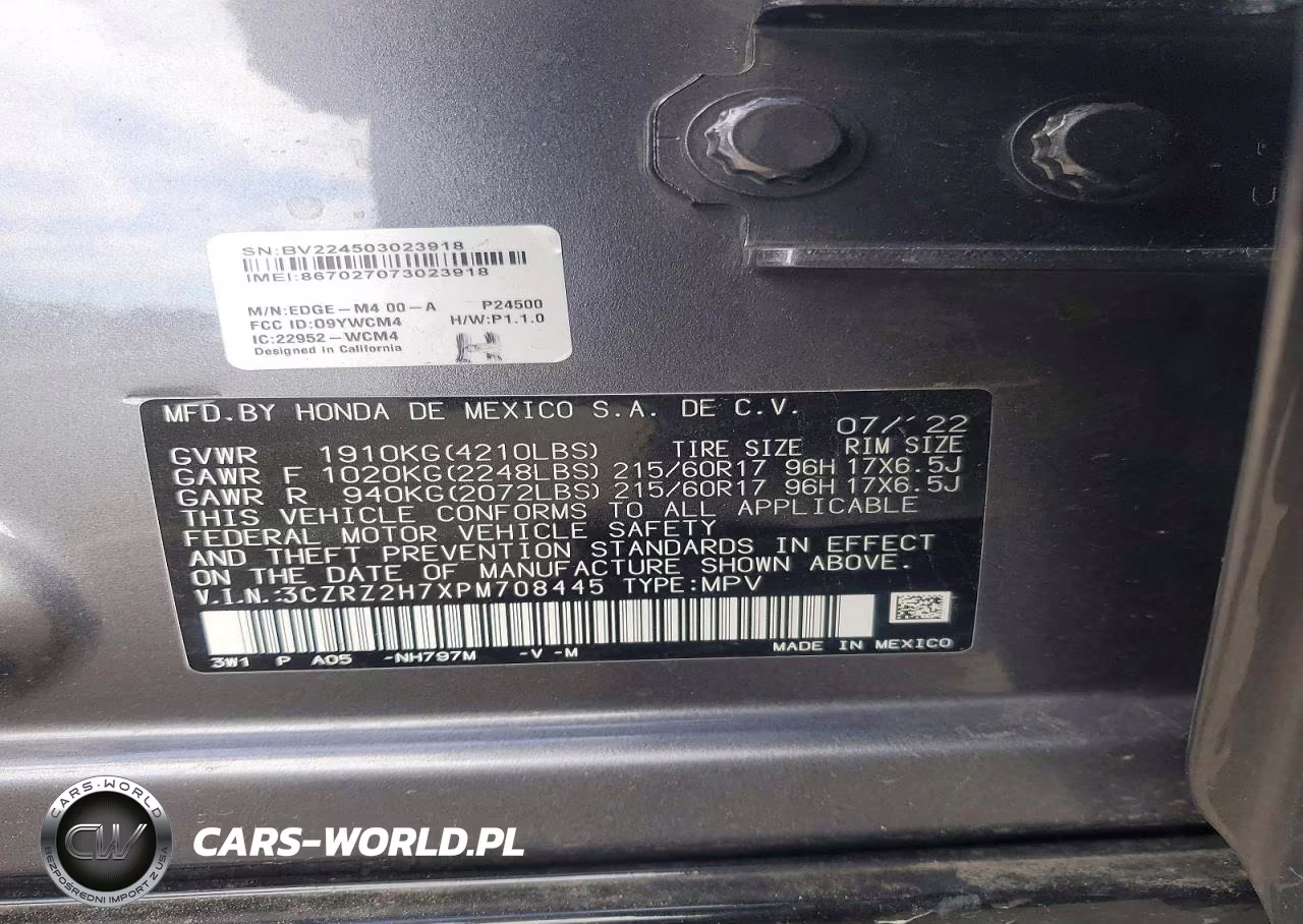 2023 Honda Hr-V Exl VIN:3CZRZ2H7XPM708445 - 12