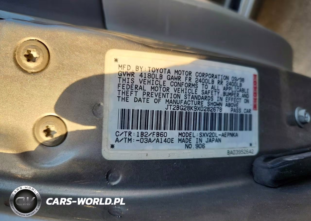 1999 Toyota Camry Le VIN:JT2BG28K9X0282678 - 12