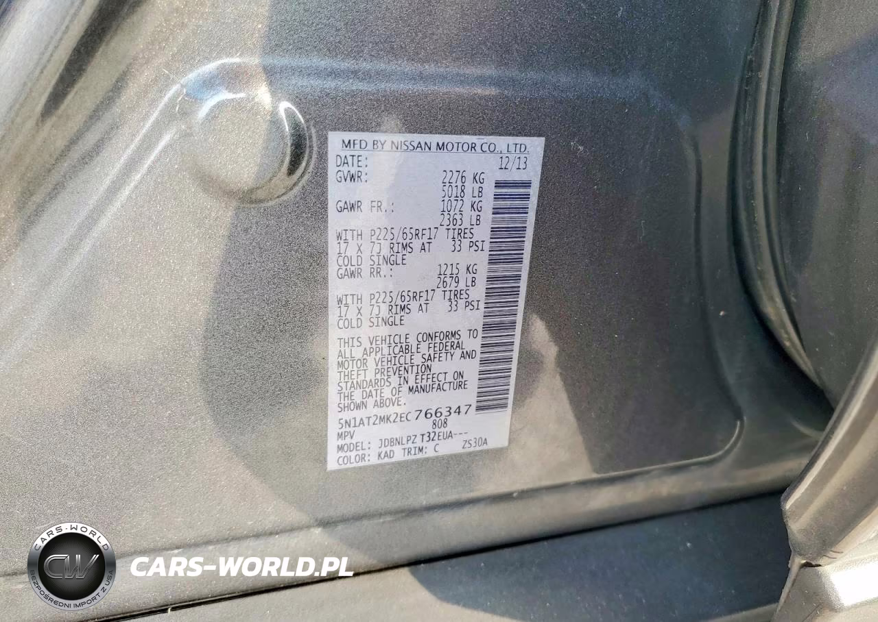 2014 Nissan Rogue S VIN:5N1AT2MK2EC766347 - 13