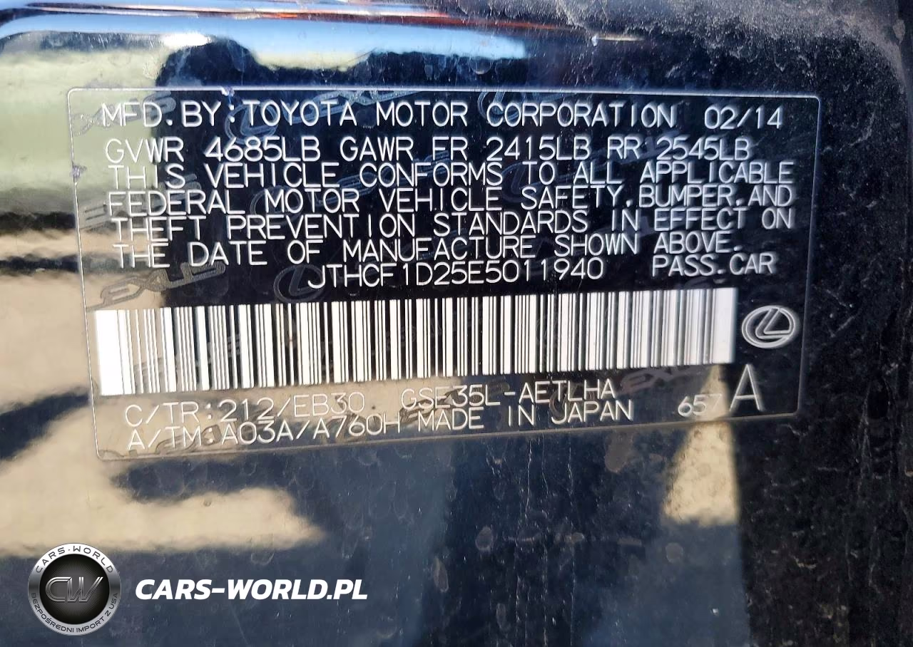 2014 Lexus Is 250 VIN:JTHCF1D25E5011940 - 12