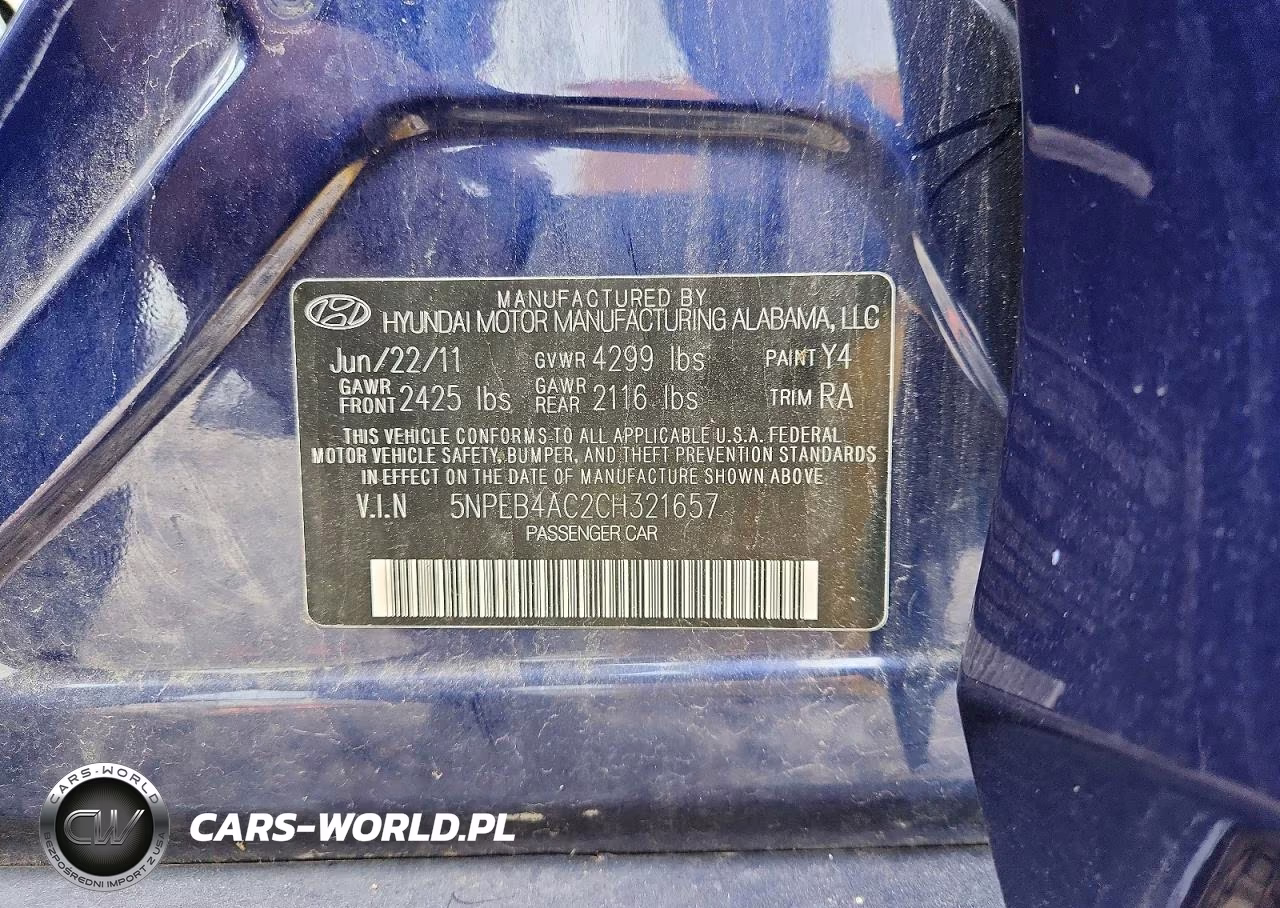 2012 Hyundai Sonata Gls VIN:5NPEB4AC2CH321657 - 12