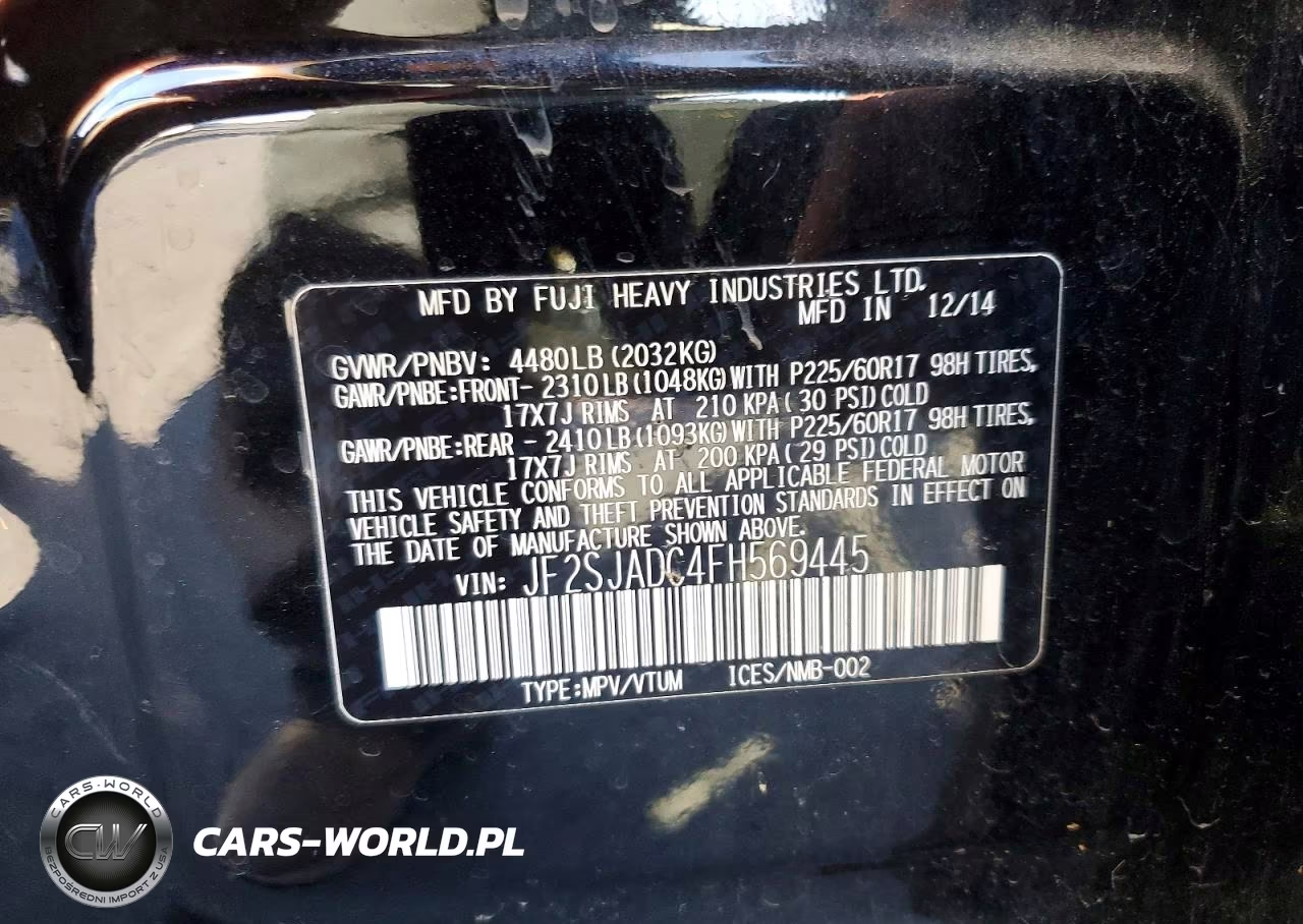 2015 Subaru Forester 2.5I Premium VIN:JF2SJADC4FH569445 - 13
