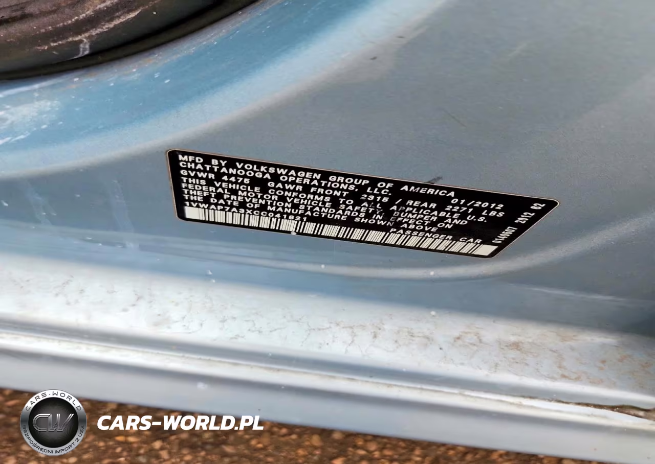 2012 Volkswagen Passat S VIN:1VWAP7A3XCC041821 - 12