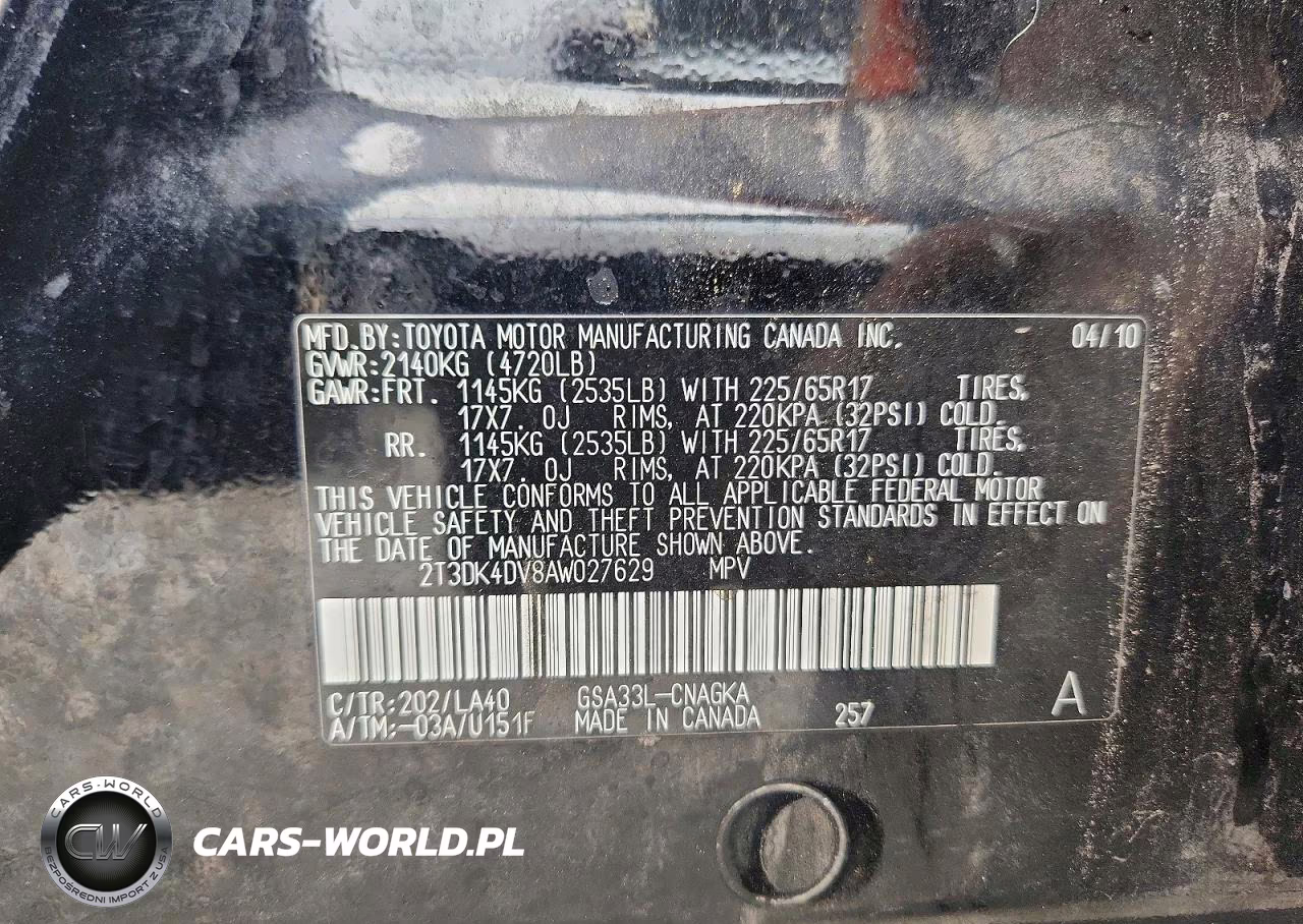 2010 Toyota Rav4 Limited VIN:2T3DK4DV8AW027629 - 13