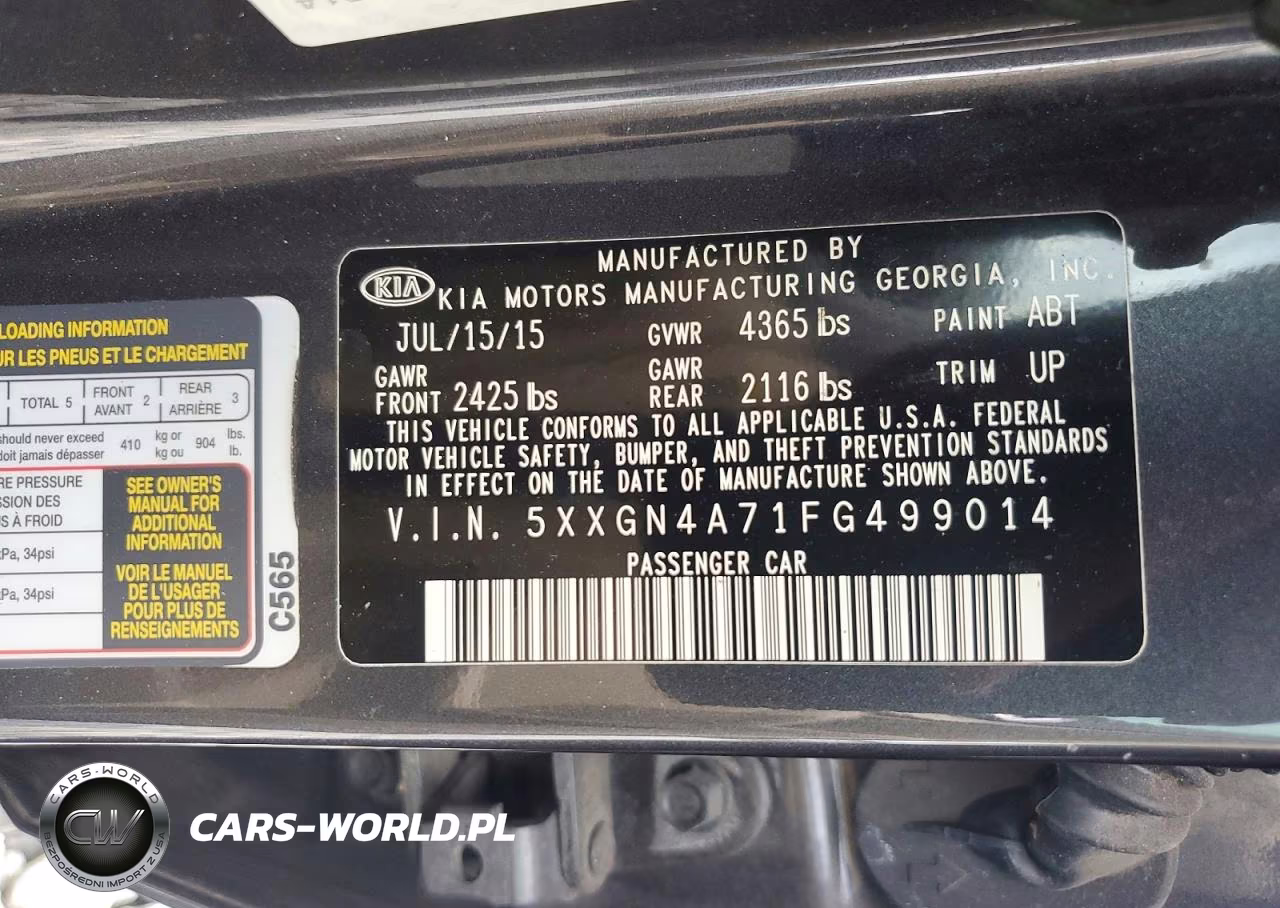 2015 Kia Optima Ex VIN:5XXGN4A71FG499014 - 12