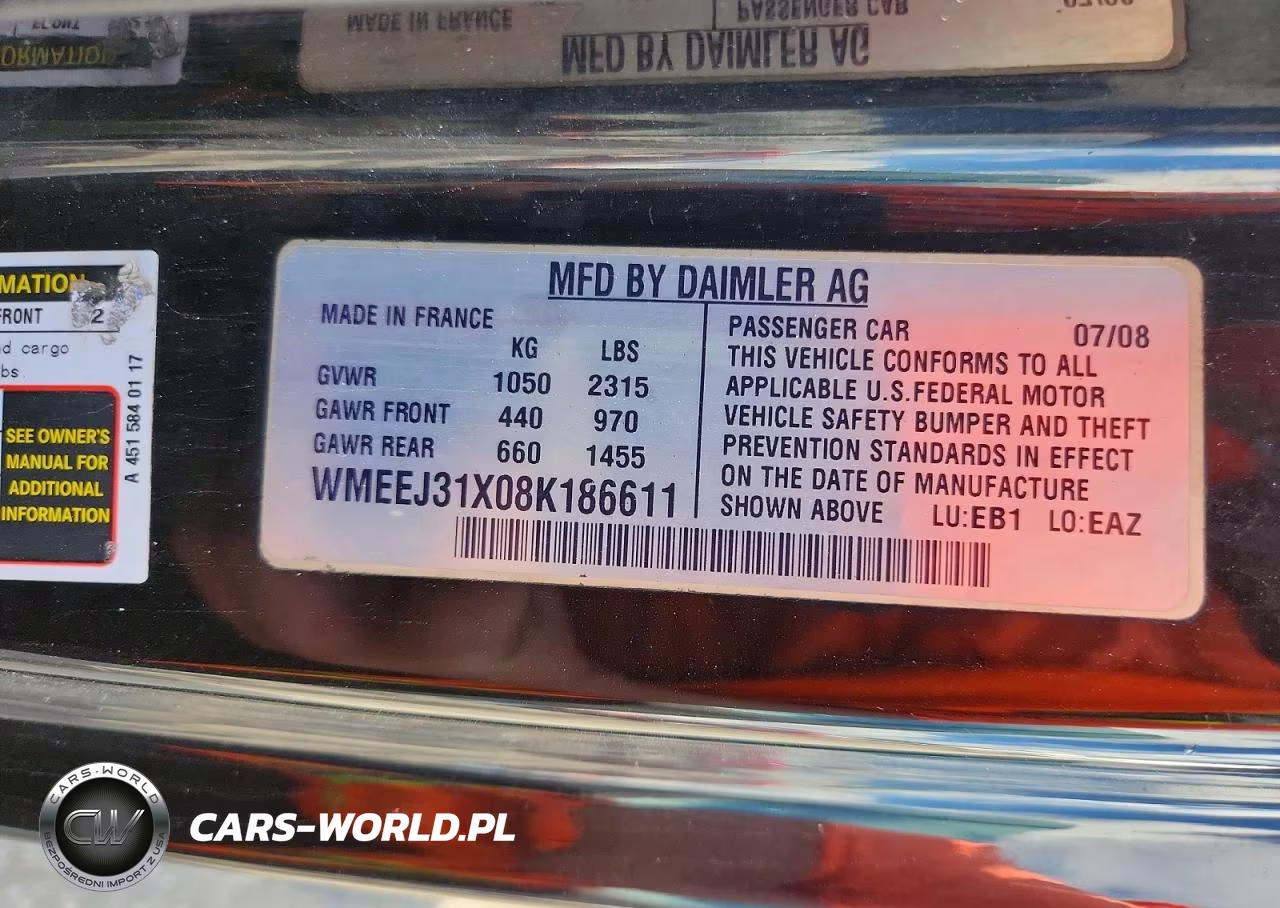 2008 Smart Fortwo Pure VIN:WMEEJ31X08K186611 - 13