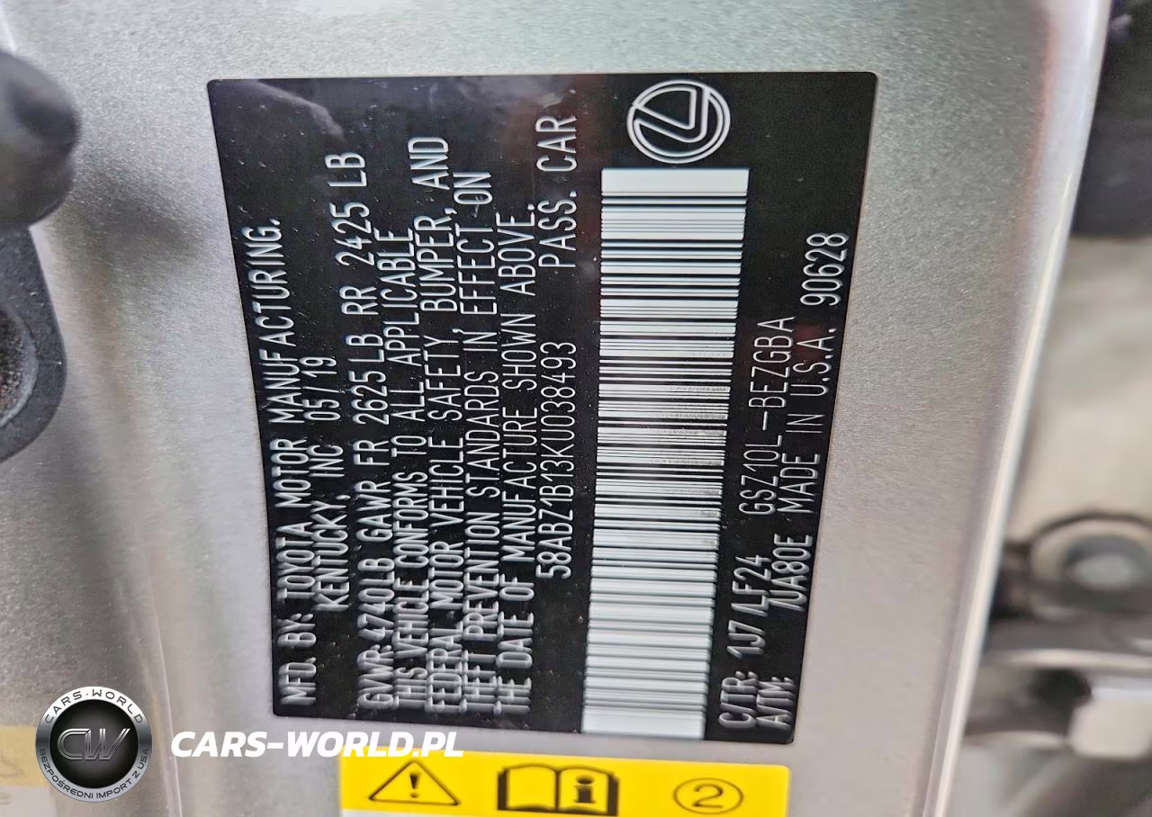 2019 Lexus Es 350 VIN:58ABZ1B13KU038493 - 12