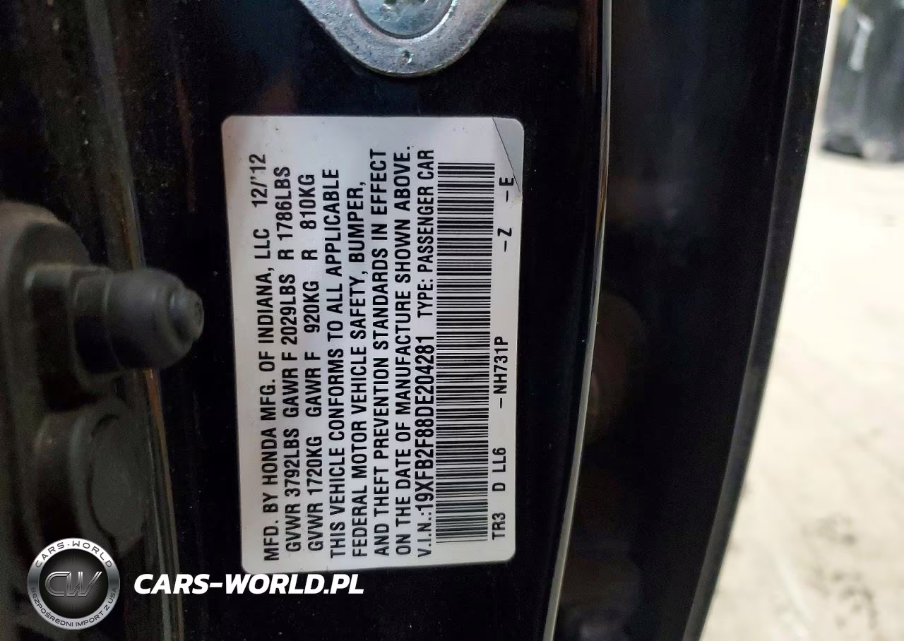 2013 Honda Civic Ex VIN:19XFB2F88DE204281 - 12