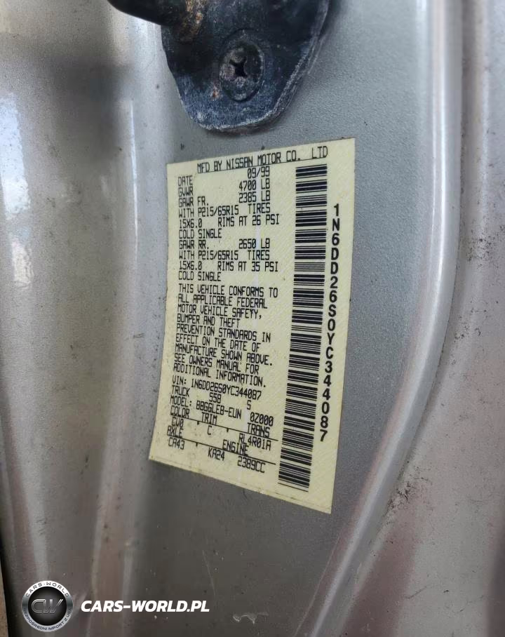 2000 Nissan Frontier King Cab Xe VIN:1N6DD26S0YC344087 - 12