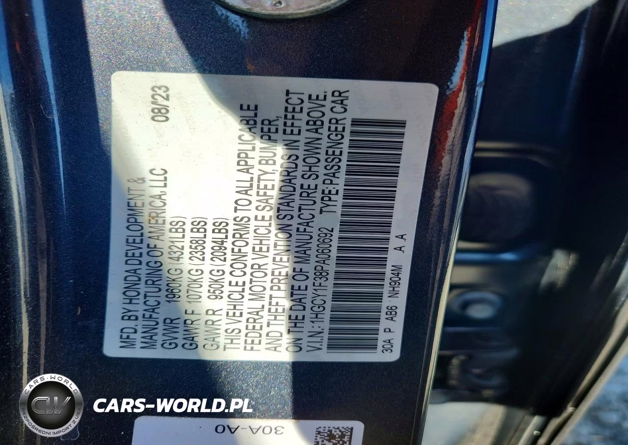 2023 Honda Accord Ex VIN:1HGCY1F38PA060692 - 12
