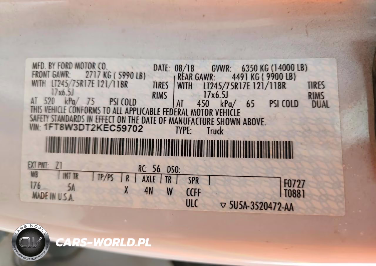 2019 Ford F350 Super Duty VIN:1FT8W3DT2KEC59702 - 13