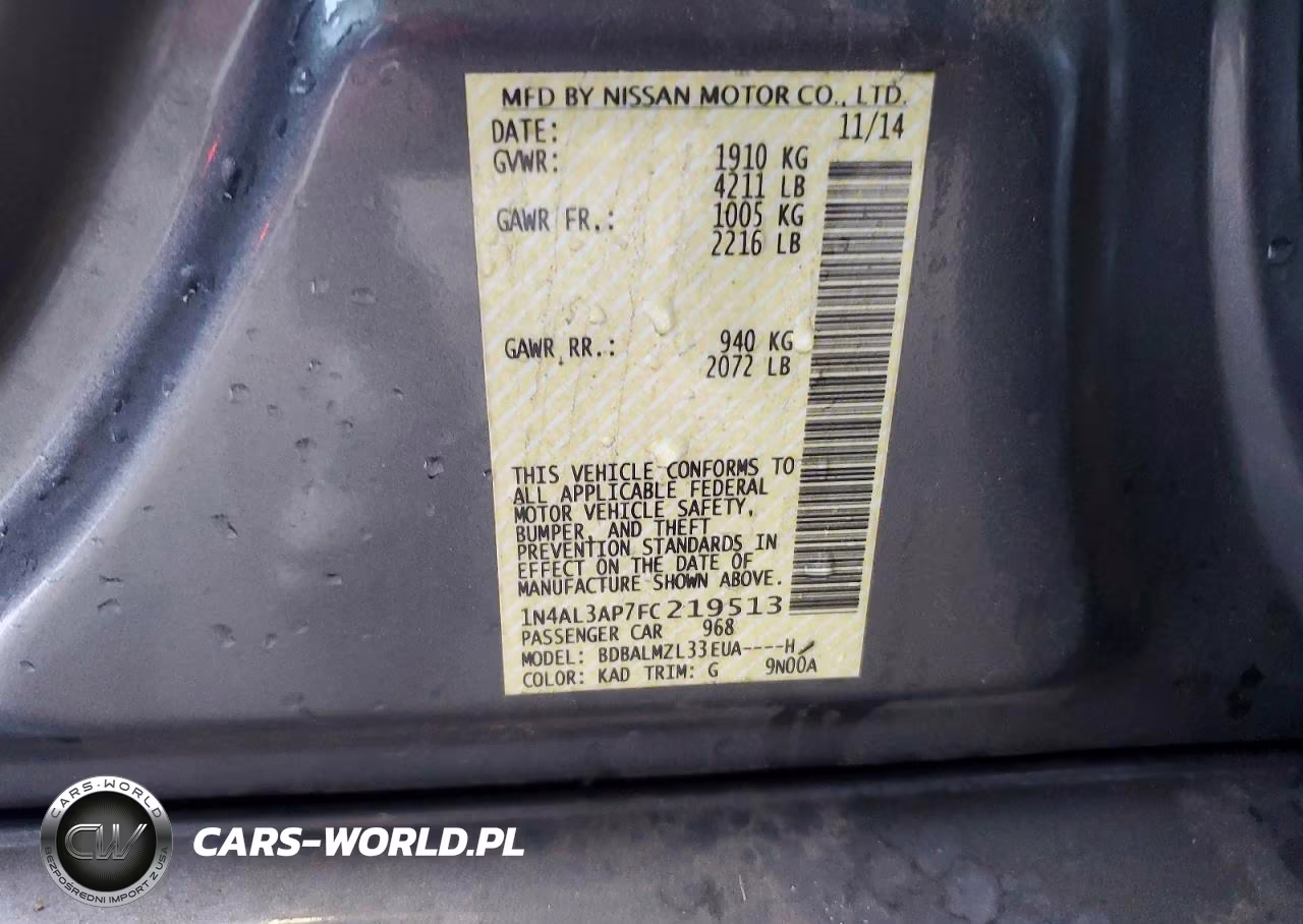 2015 Nissan Altima 2.5 Sv VIN:1N4AL3AP7FC219513 - 13