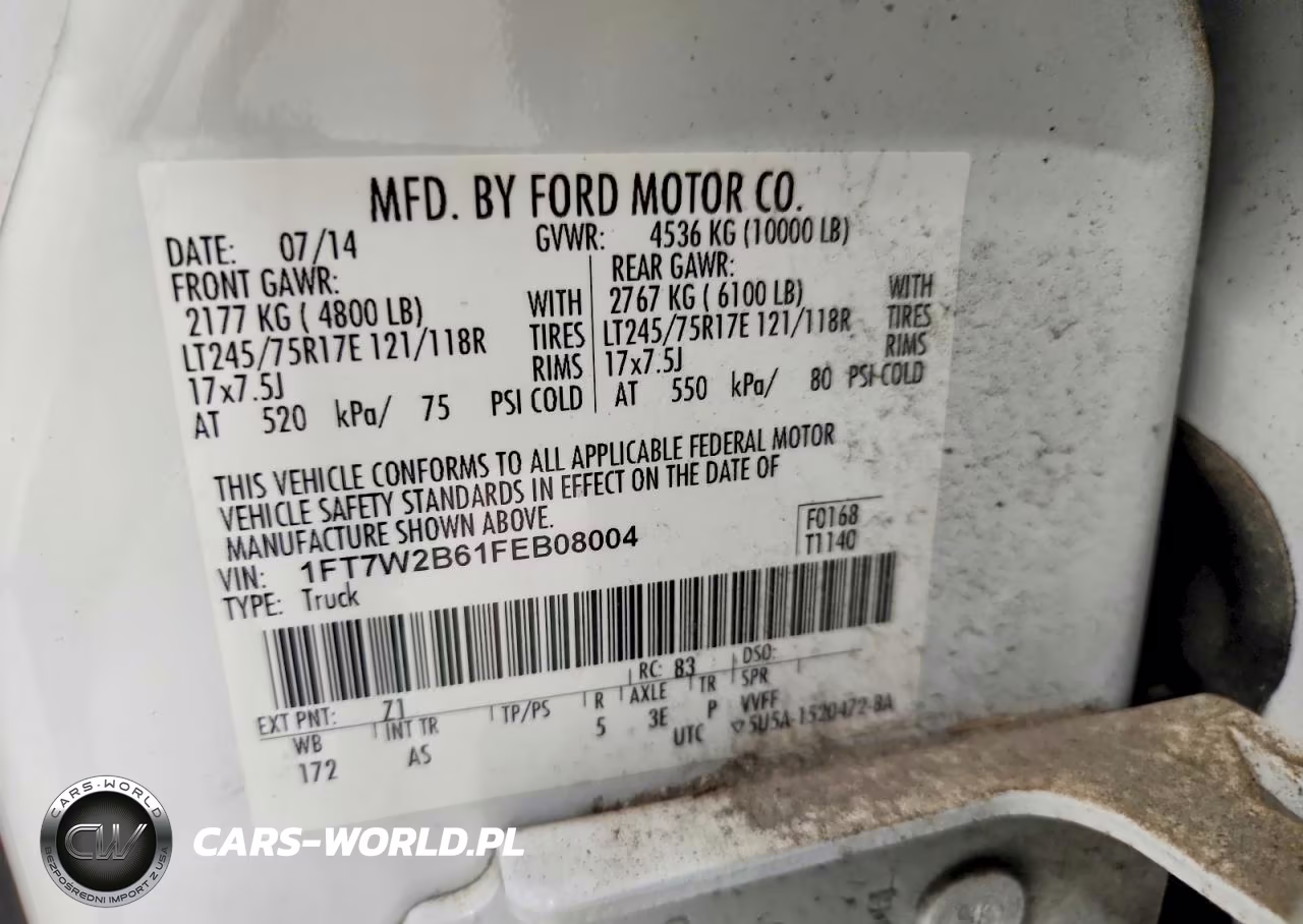 2015 Ford F250 Super Duty VIN:1FT7W2B61FEB08004 - 12