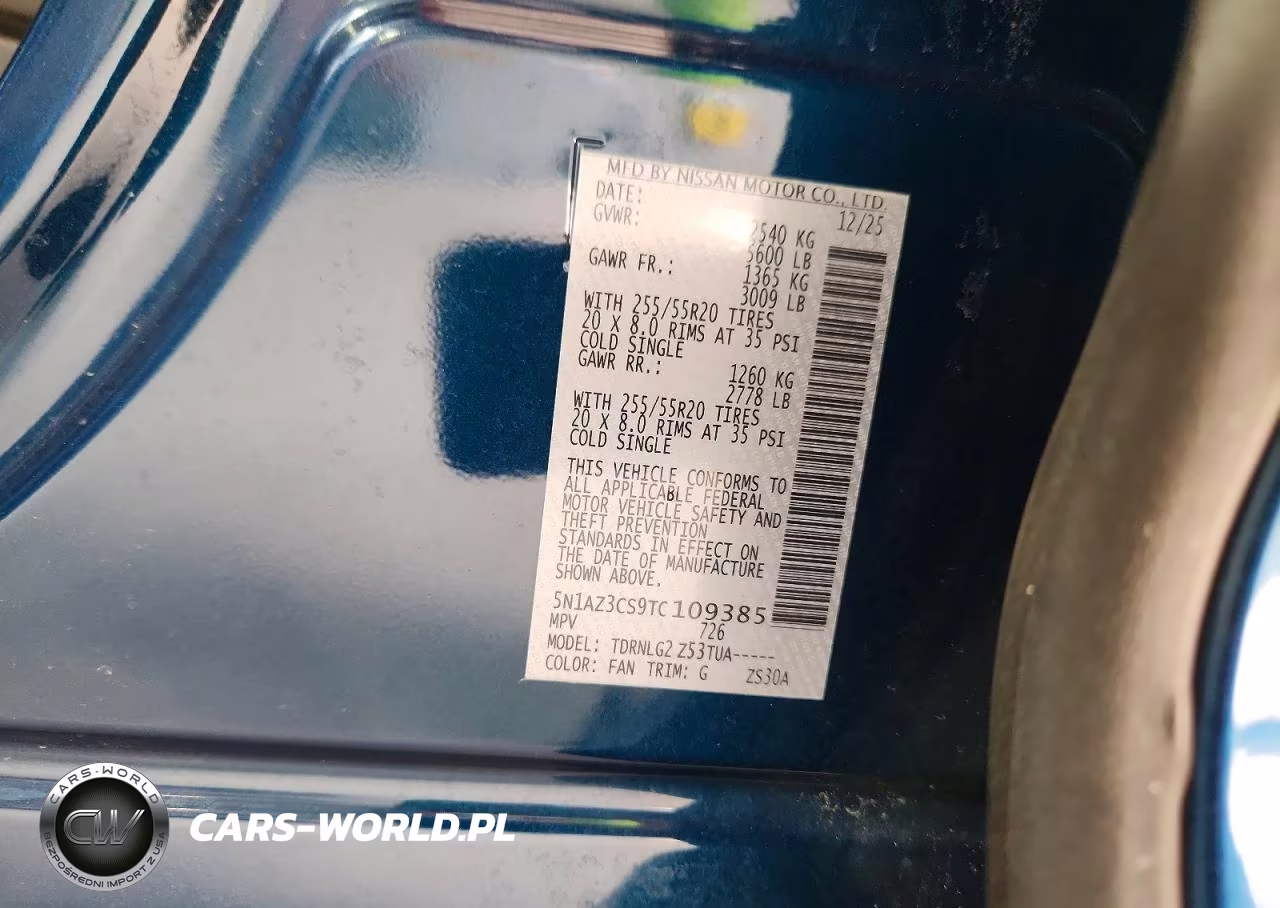 2026 Nissan Murano Sl VIN:5N1AZ3CS9TC109385 - 13
