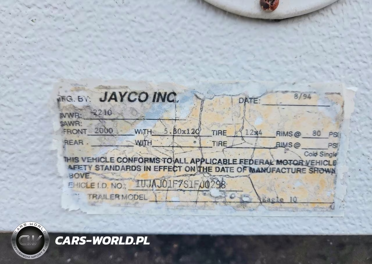 1995 Jayco Eagle Pop-Up Camper VIN:1UJAJ01F7S1FJ0298 - 10