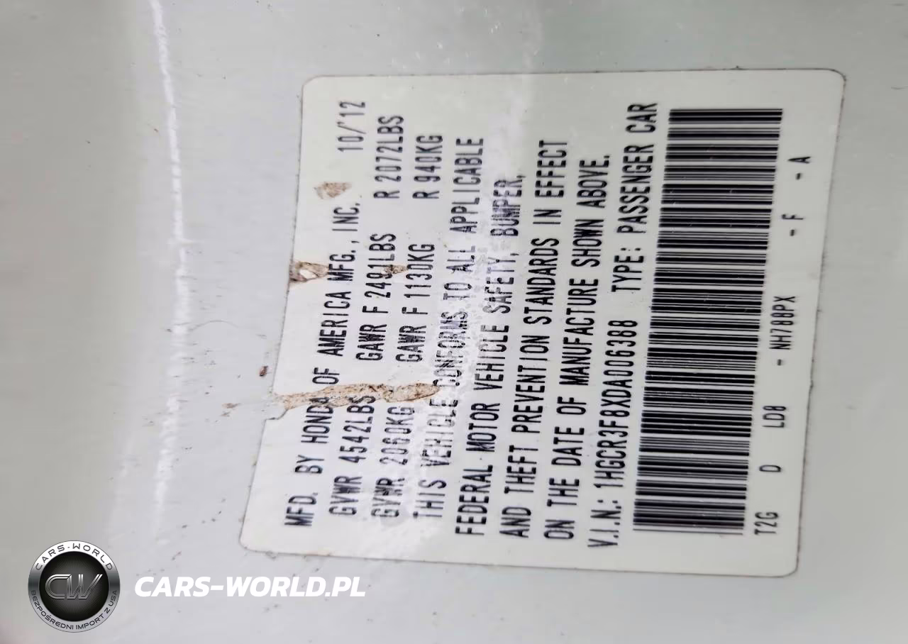 2013 Honda Accord Exl VIN:1HGCR3F8XDA006388 - 13