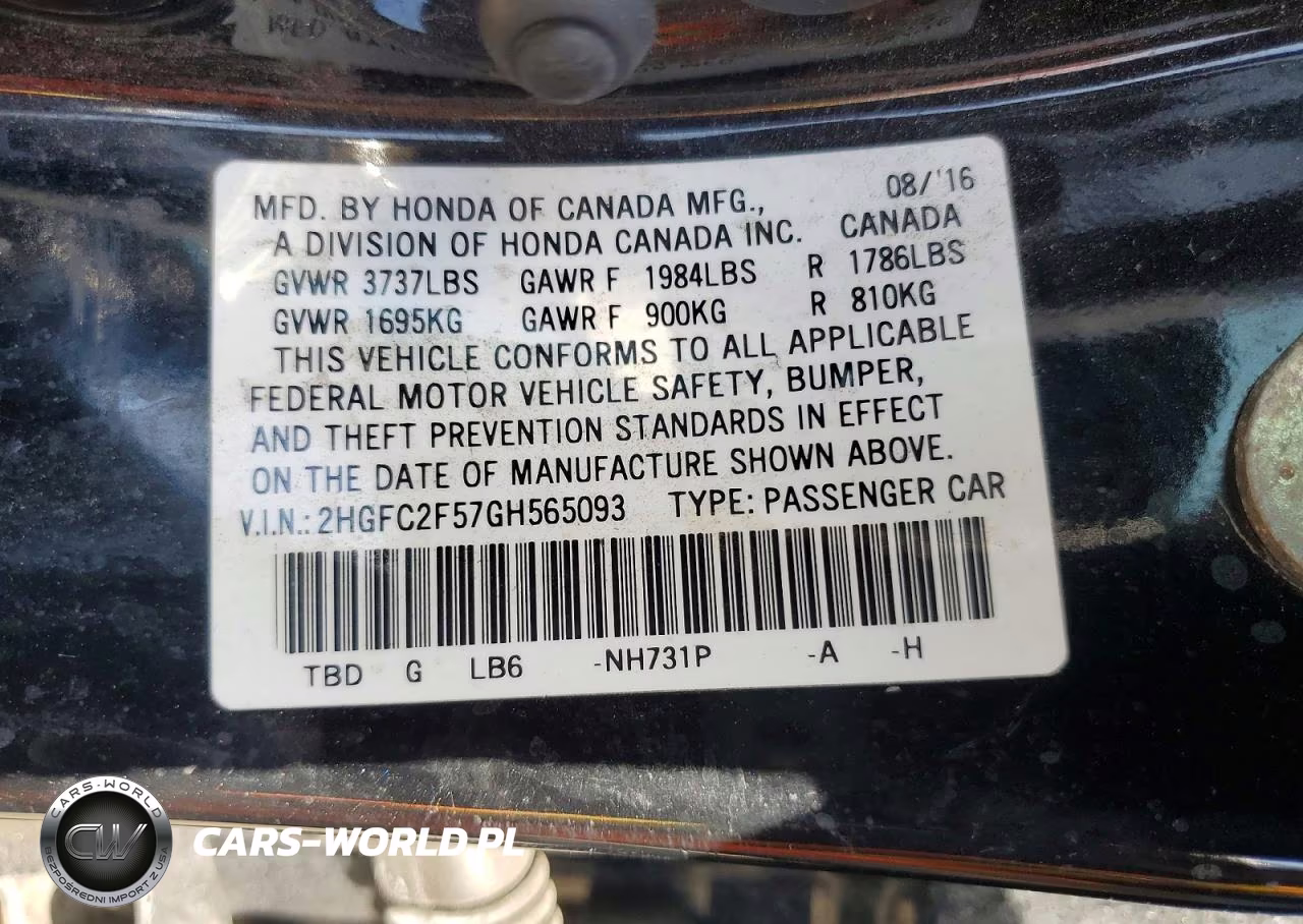 2016 Honda Civic Lx VIN:2HGFC2F57GH565093 - 13