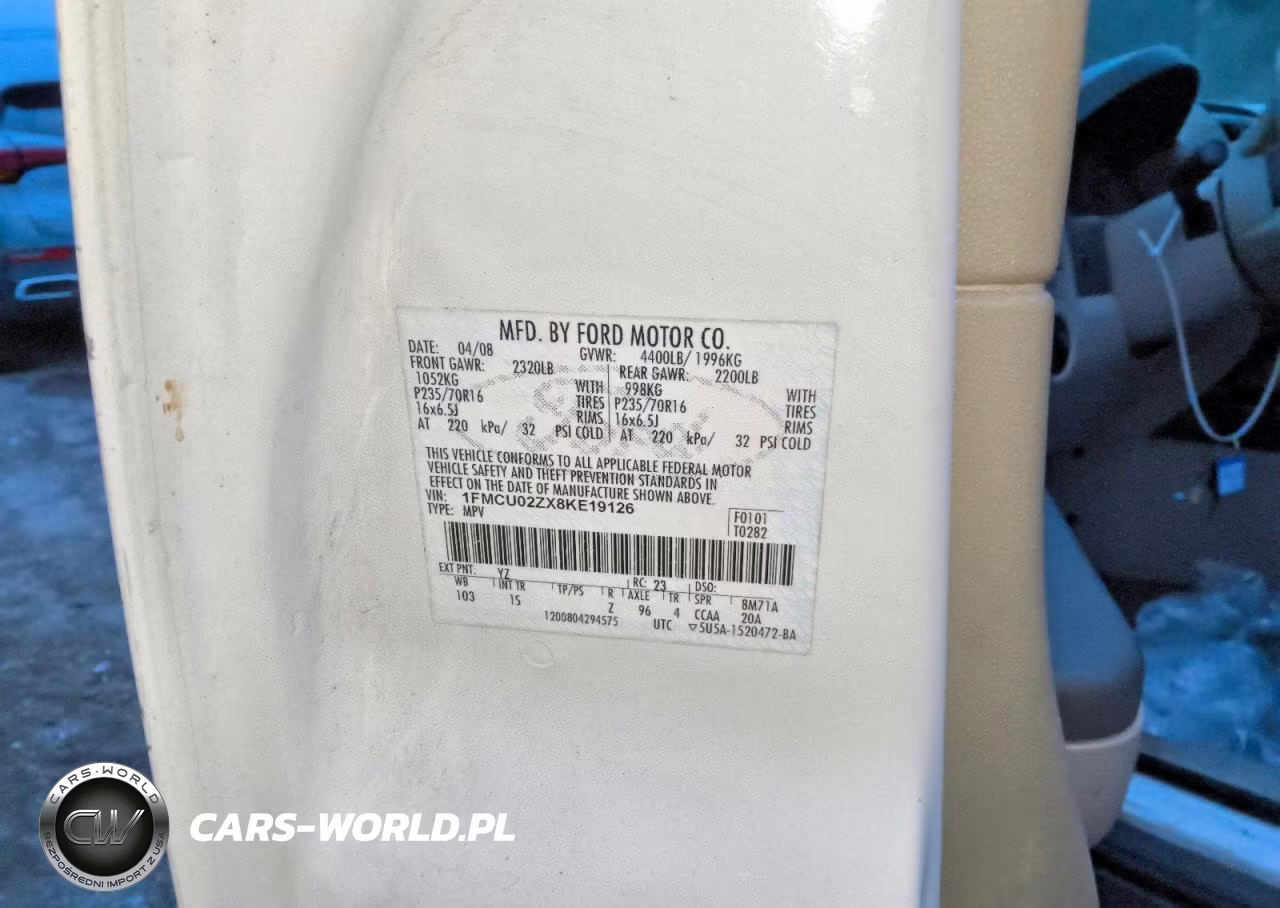 2008 Ford Escape Xls VIN:1FMCU02ZX8KE19126 - 13