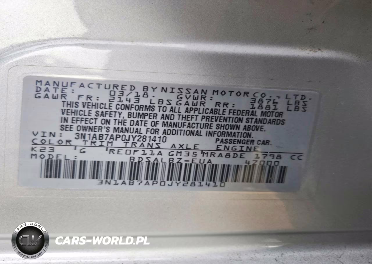 2018 Nissan Sentra S VIN:3N1AB7AP0JY281410 - 13