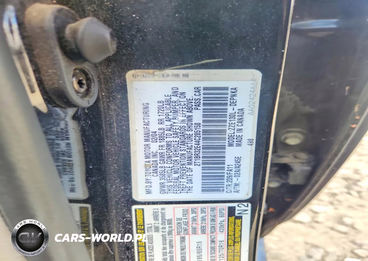 2004 Toyota Corolla Le VIN:2T1BR32E44C285158 - 12