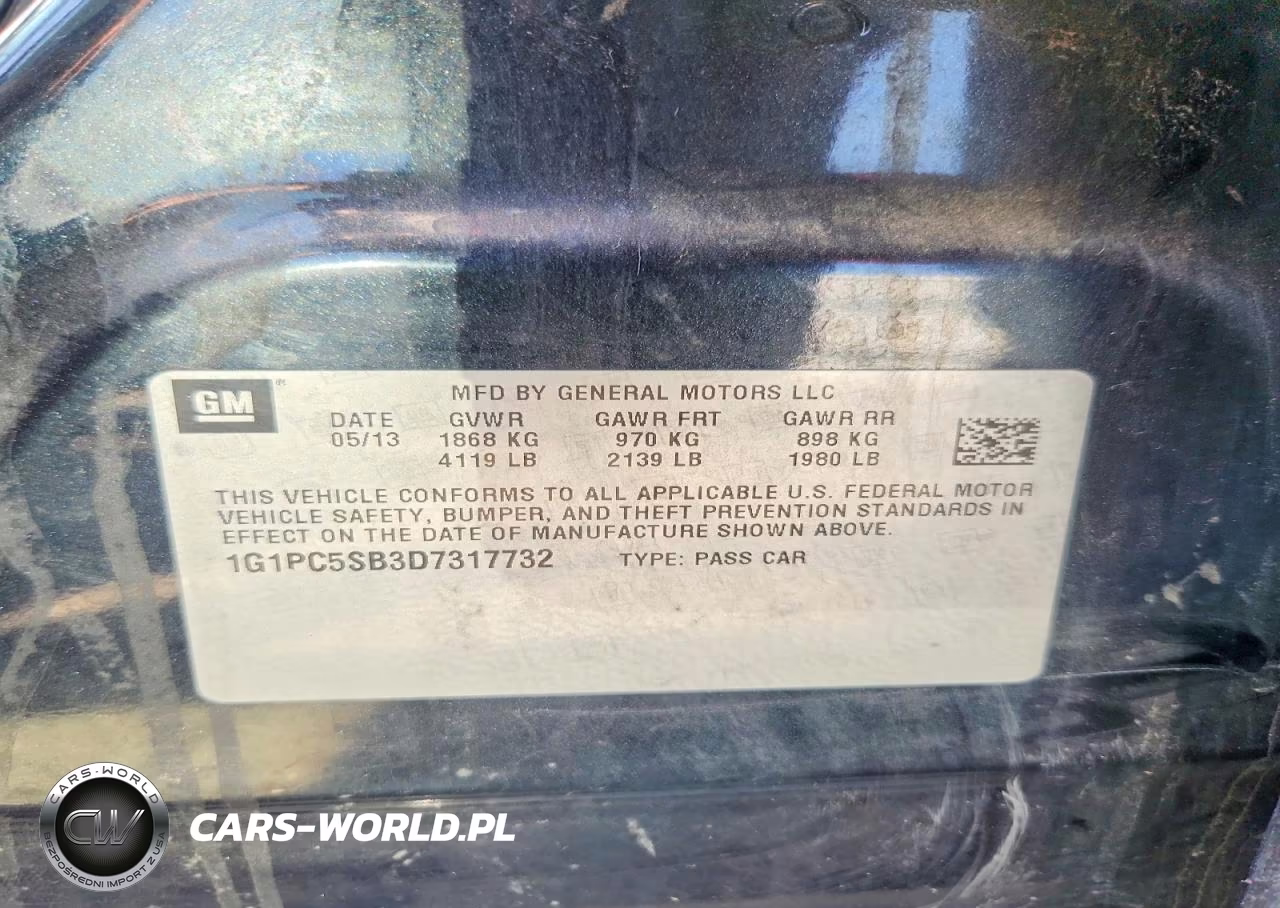 2013 Chevrolet Cruze Lt VIN:1G1PC5SB3D7317732 - 12