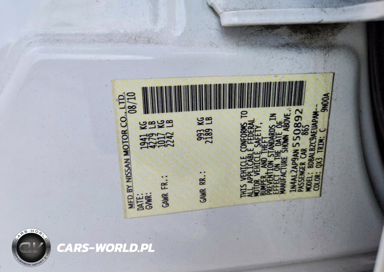 2010 Nissan Altima 2.5 VIN:1N4AL2AP9AN550892 - 12