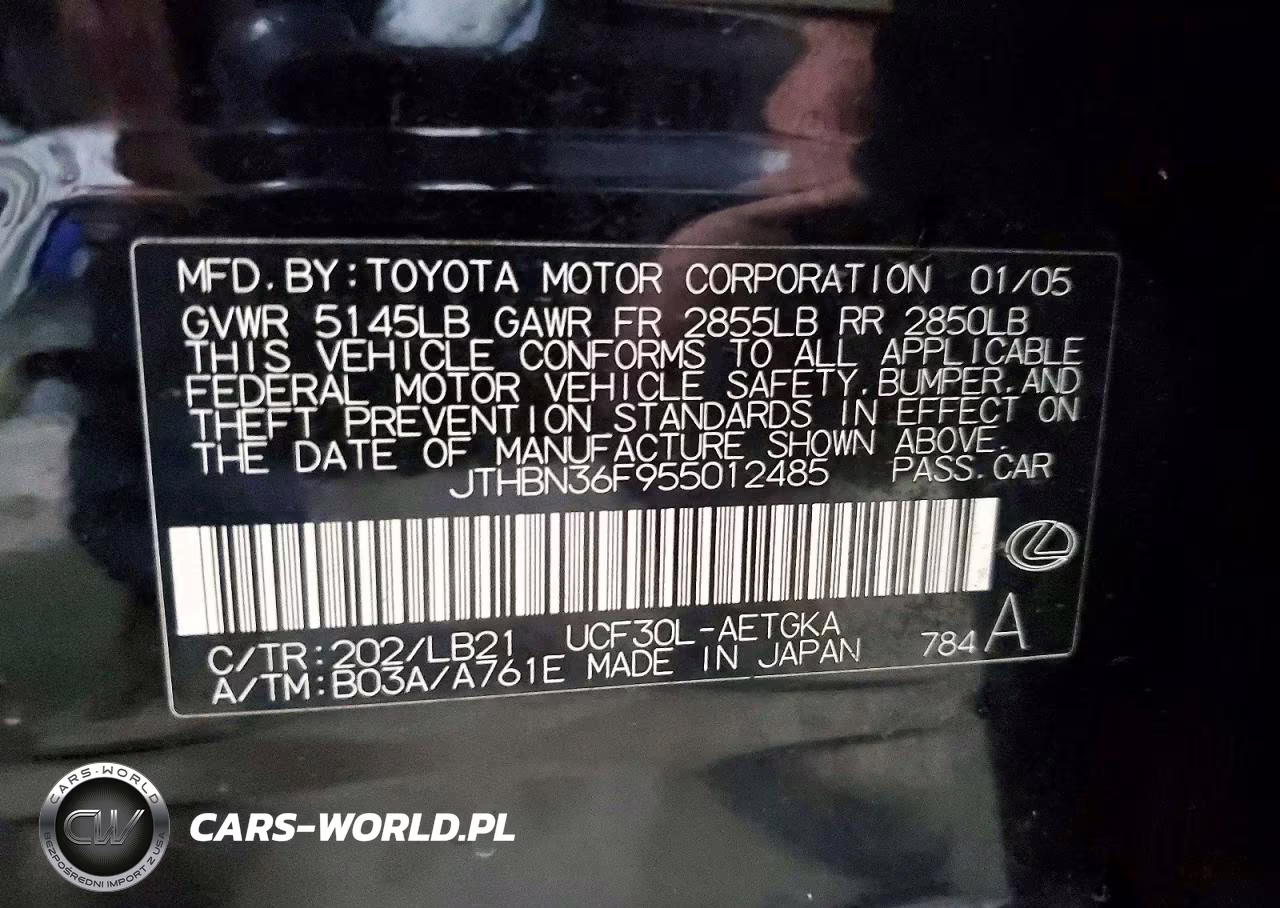 2005 Lexus Ls 430 VIN:JTHBN36F955012485 - 12
