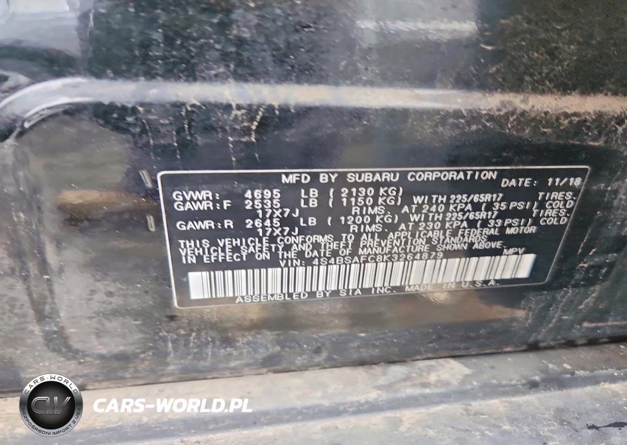 2019 Subaru Outback 2.5I Premium VIN:4S4BSAFC8K3264879 - 13