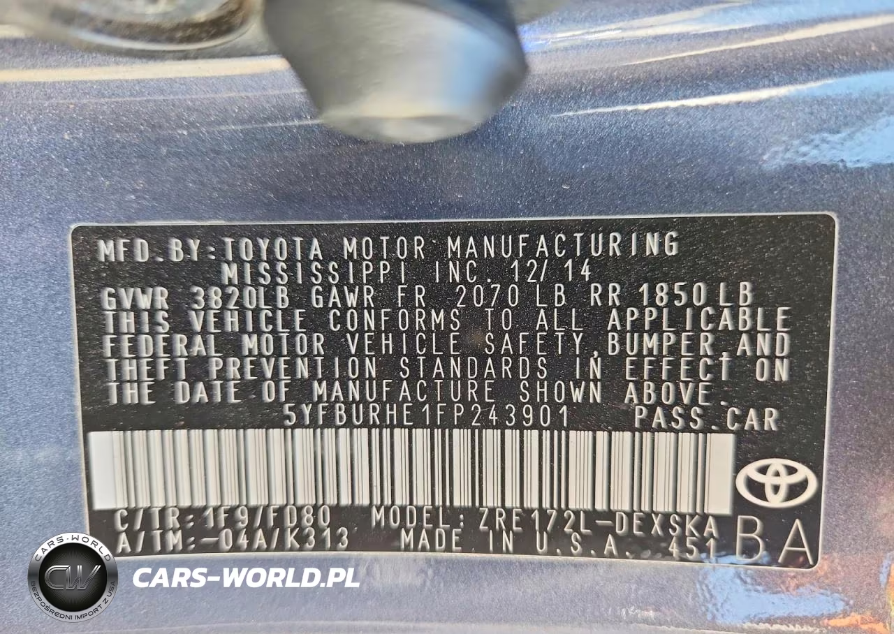 2015 Toyota Corolla S Plus VIN:5YFBURHE1FP243901 - 13