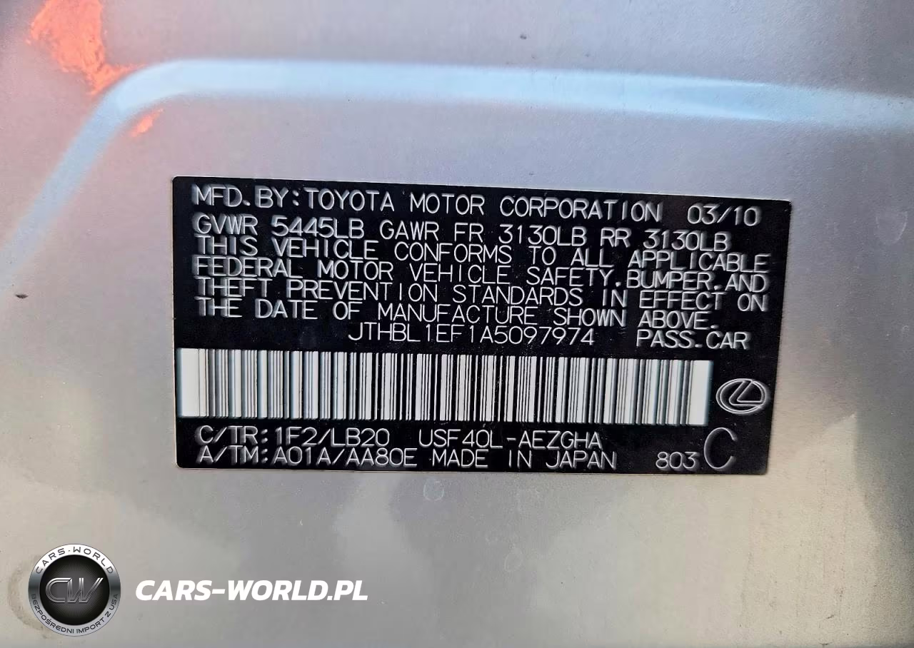 2010 Lexus Ls 460 VIN:JTHBL1EF1A5097974 - 12