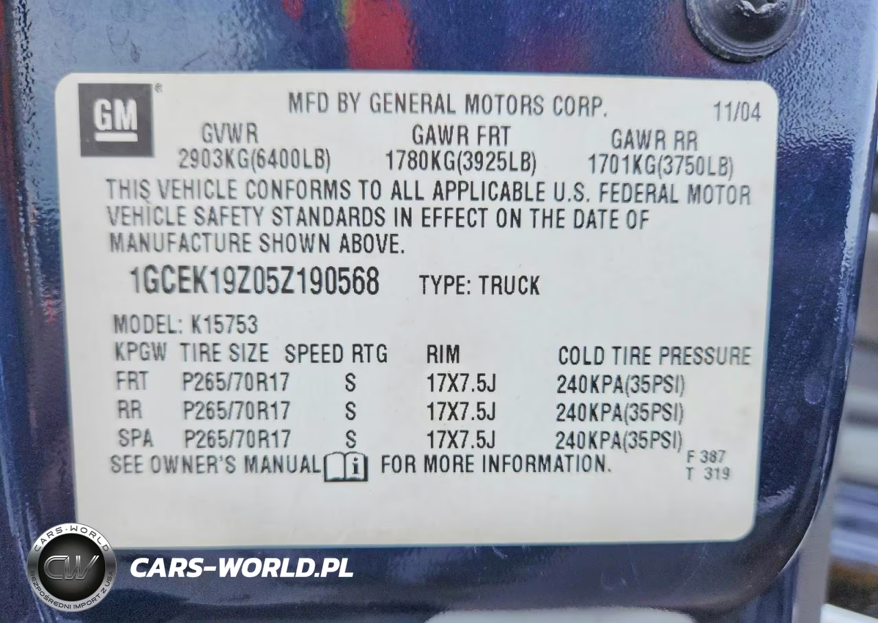 2005 Chevrolet Silverado K1500 VIN:1GCEK19Z05Z190568 - 13