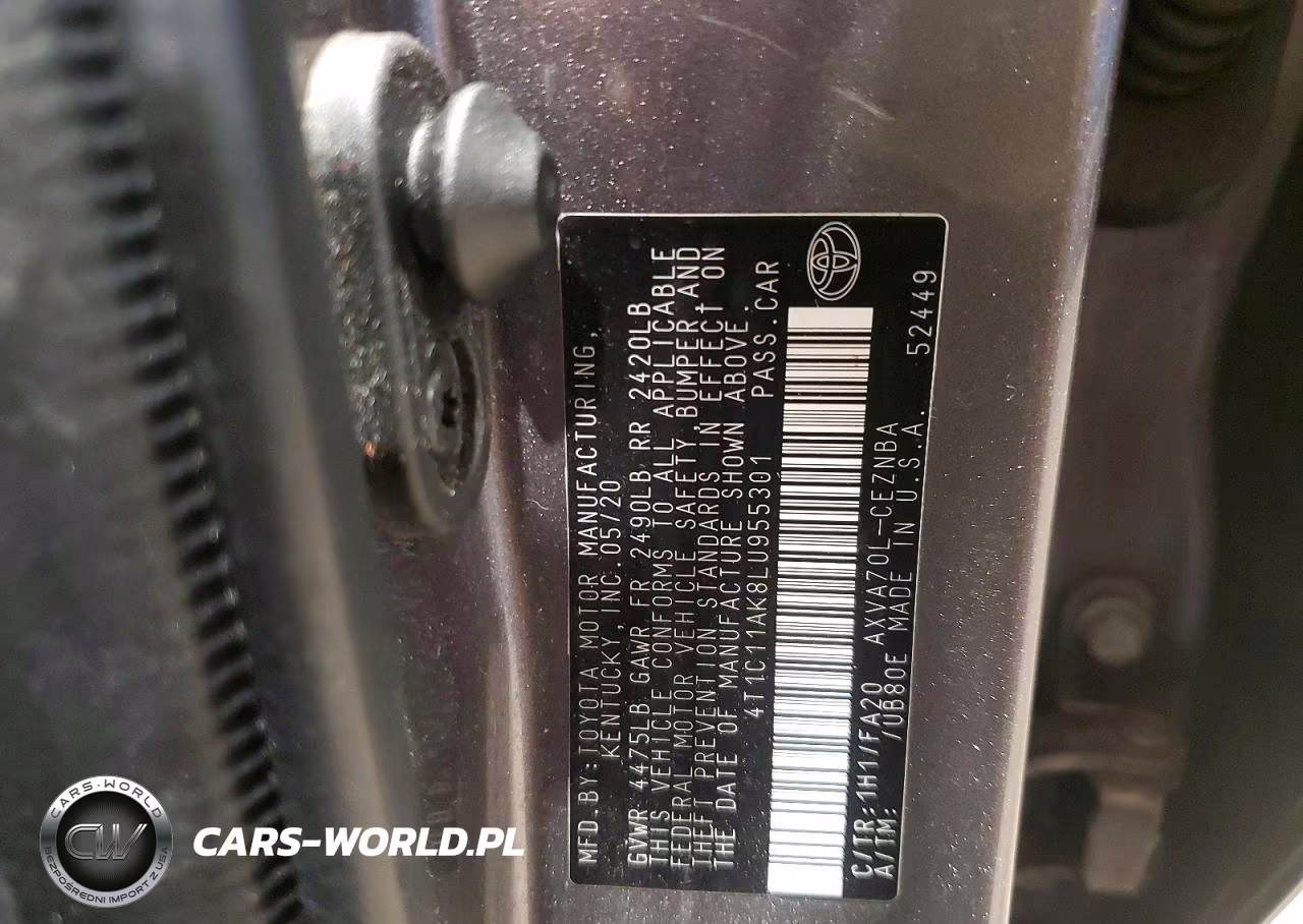 2020 Toyota Camry Le VIN:4T1C11AK8LU955301 - 12