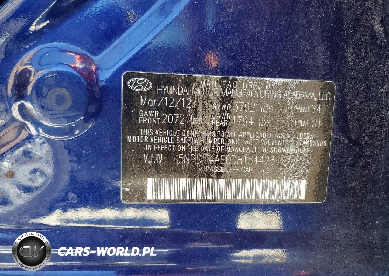 2013 Hyundai Elantra Limited VIN:5NPDH4AE0DH154423 - 12