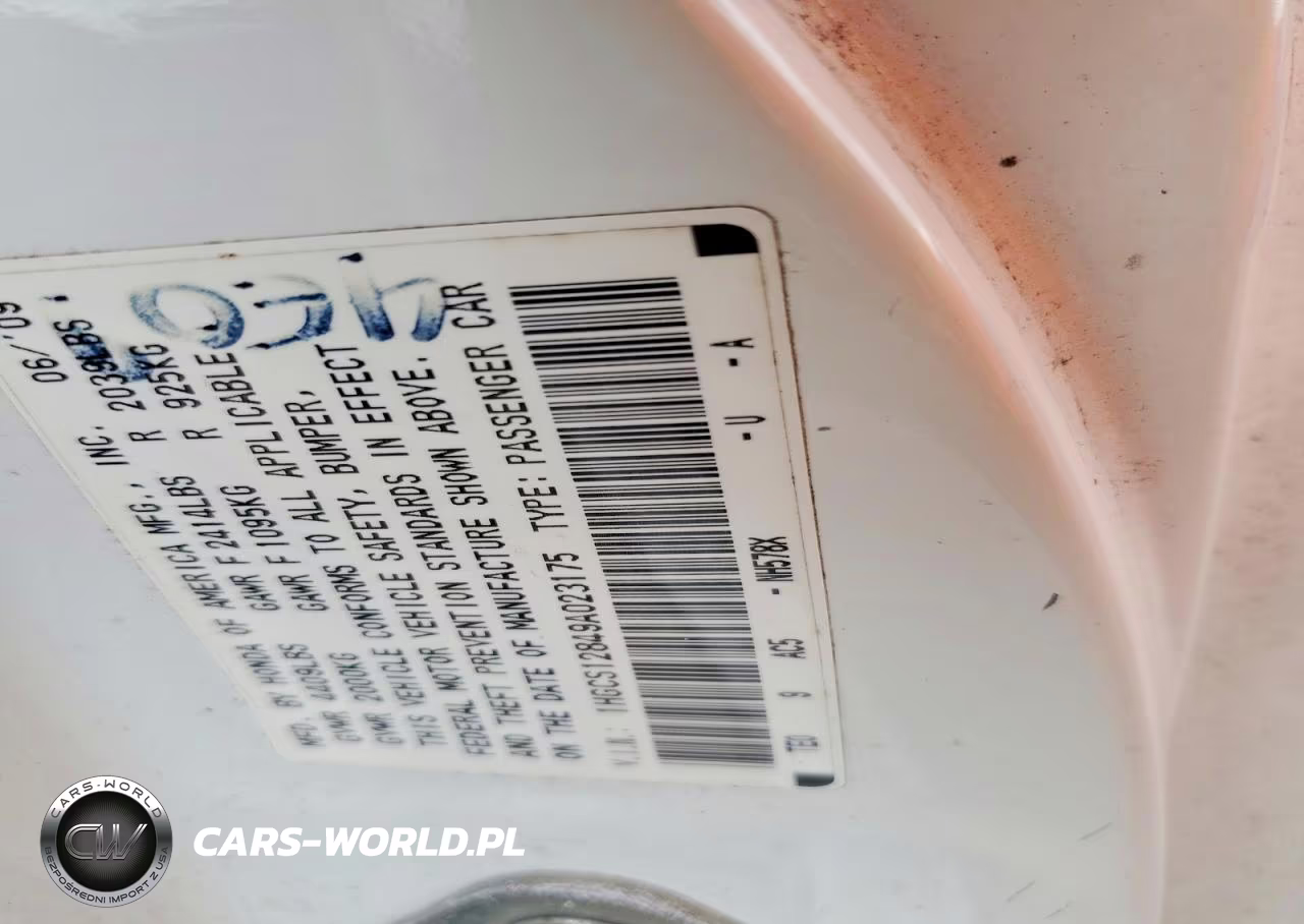 2009 Honda Accord Exl VIN:1HGCS12849A023175 - 12