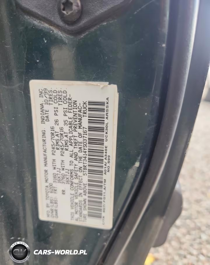 2000 Toyota Tundra Sr5 VIN:5TBRT3414YS037167 - 12