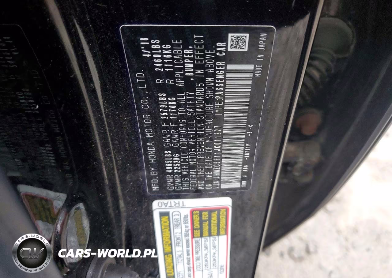 2018 Honda Clarity VIN:JHMZC5F11JC011227 - 12
