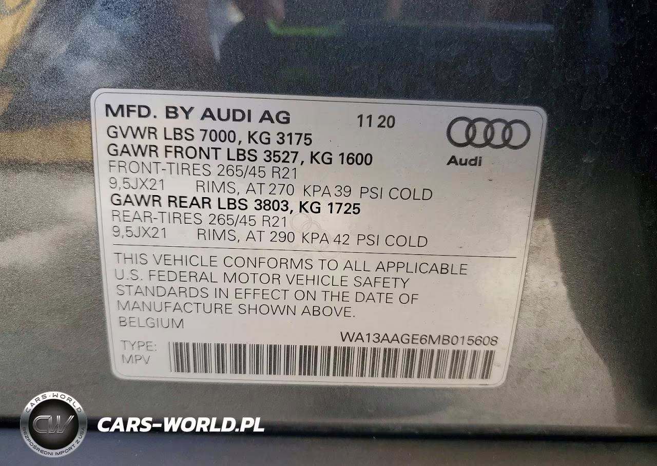 2021 Audi E-Tron Sportback Prestige VIN:WA13AAGE6MB015608 - 13
