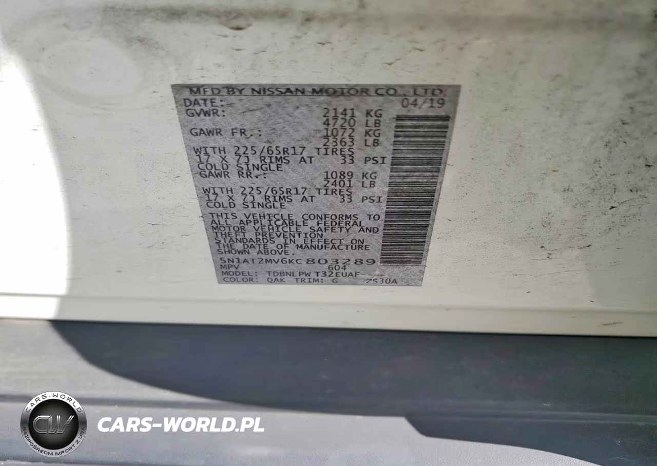 2019 Nissan Rogue S VIN:5N1AT2MV6KC803289 - 13