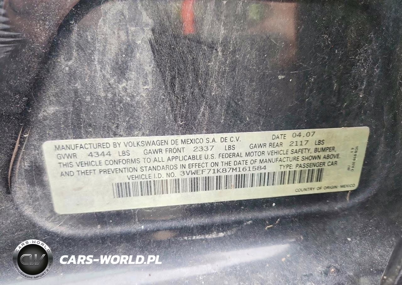 2007 Volkswagen Jetta Wolfsburg VIN:3VWEF71K87M161584 - 12