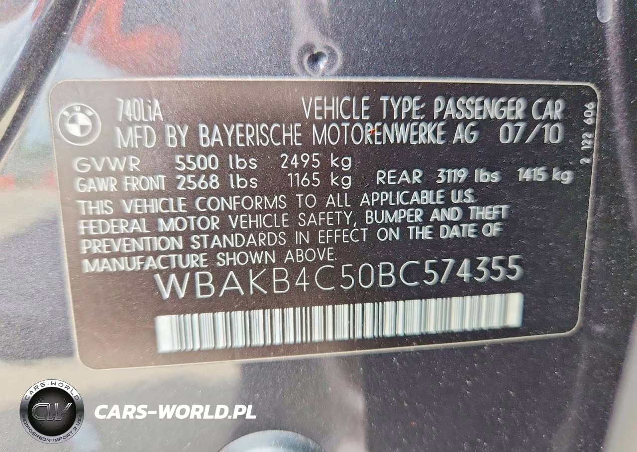 2011 BMW 740 Li VIN:WBAKB4C50BC574355 - 12