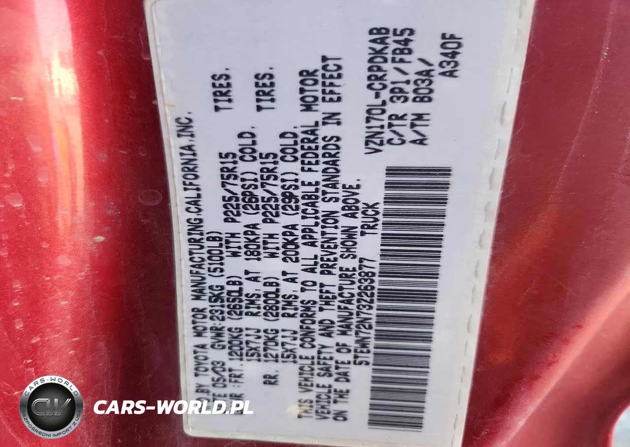 2003 Toyota Tacoma V6 VIN:5TEWN72N73Z263877 - 12