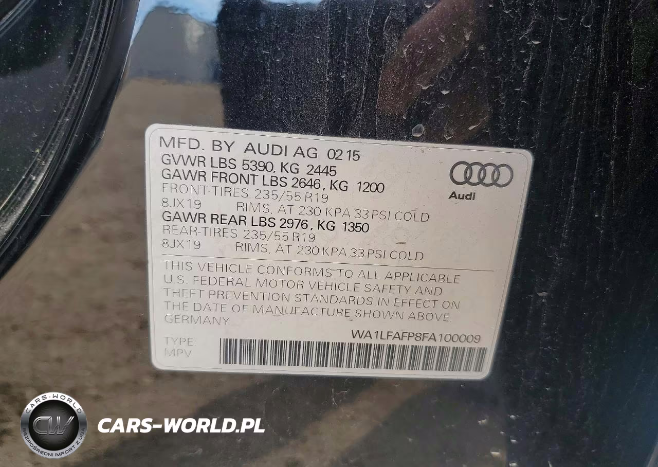 2015 Audi Q5 Premium Plus VIN:WA1LFAFP8FA100009 - 14