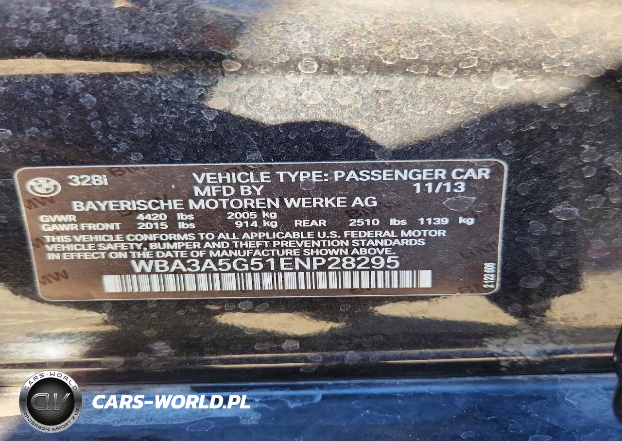 2014 BMW 328 I VIN:WBA3A5G51ENP28295 - 12