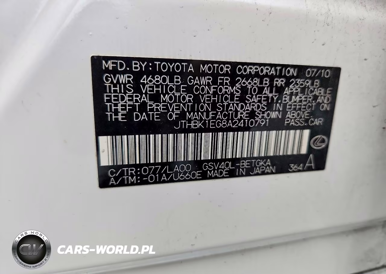 2010 Lexus Es 350 VIN:JTHBK1EG8A2410791 - 12