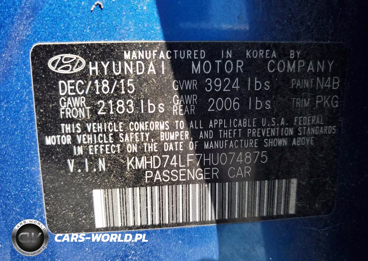 2017 Hyundai Elantra Se VIN:KMHD74LF7HU074875 - 12